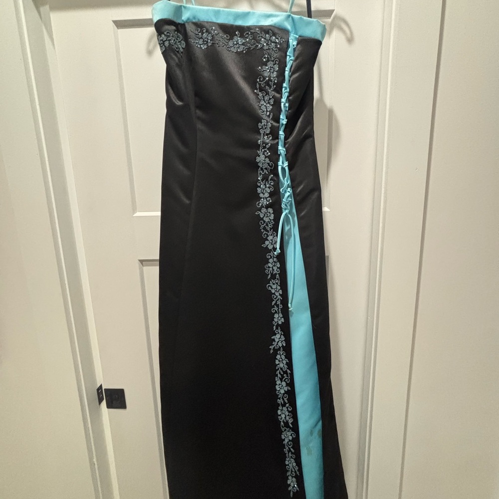 Elegant Black and Blue prom Dress